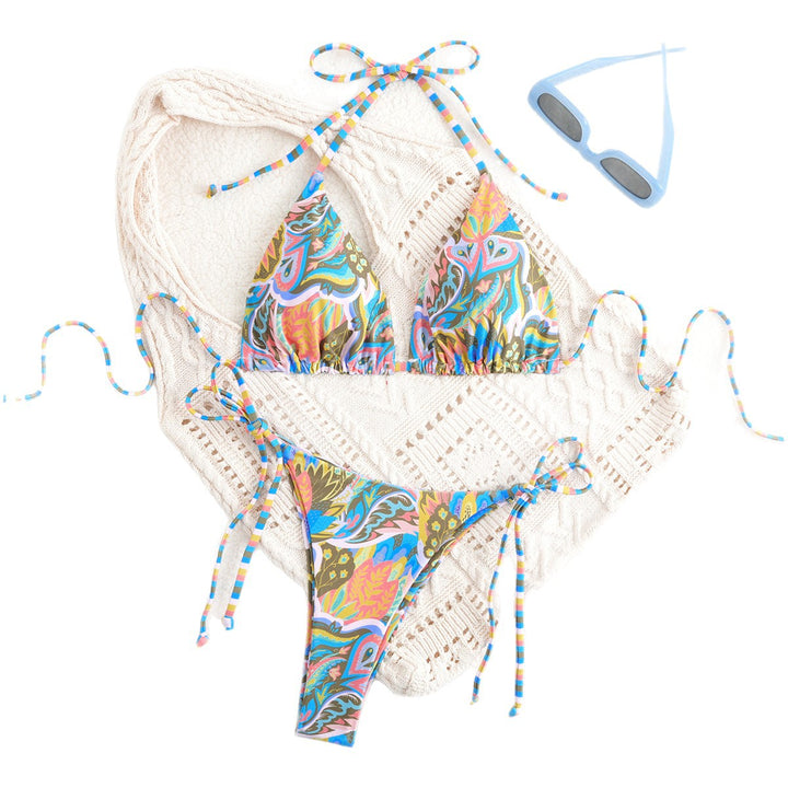 Women's Triangle Bikini with Colorful Pattern Mix Mune Fashion