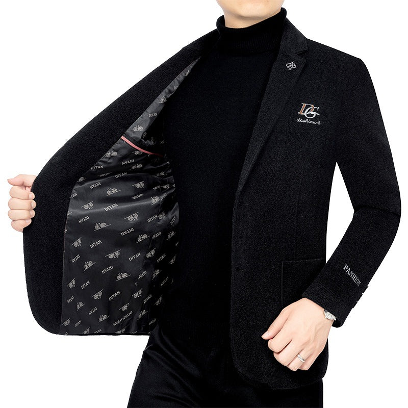 Men's tweed-blend jacket with texture, patch pockets, and patterned lining Mune Fashion