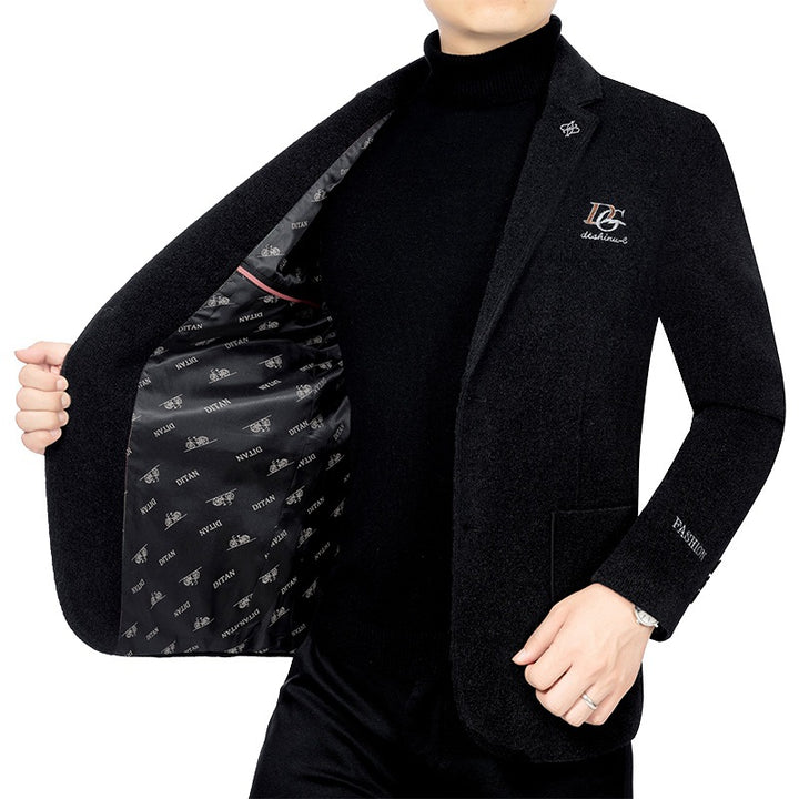 Men's tweed-blend jacket with texture, patch pockets, and patterned lining Mune Fashion