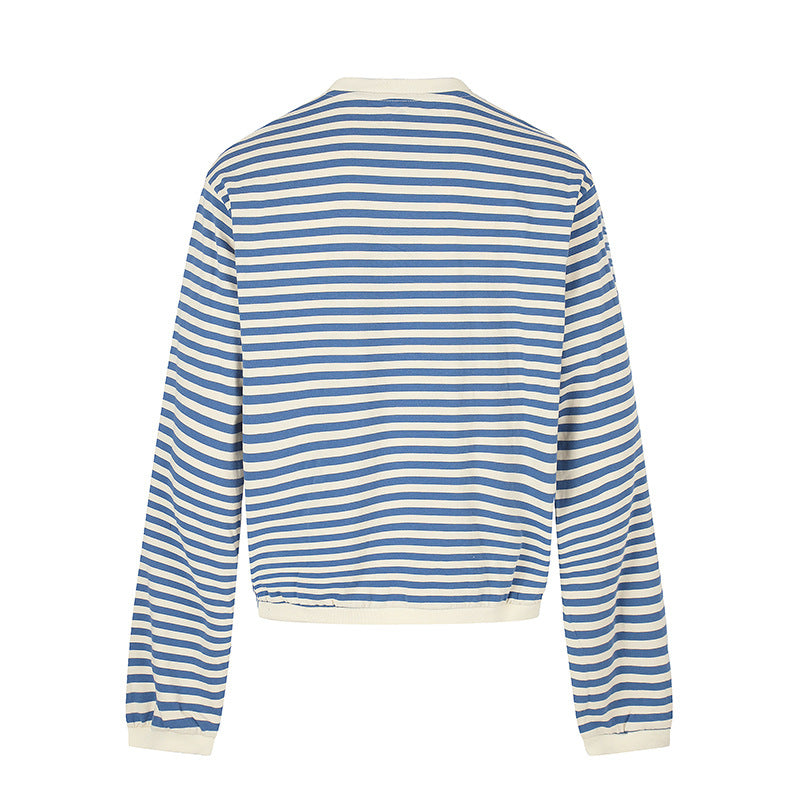 Women Striped Sweatshirt with Maritime Knot Applications Mune Fashion