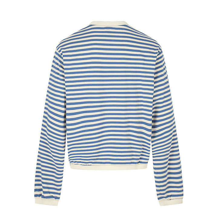 Women Striped Sweatshirt with Maritime Knot Applications Mune Fashion