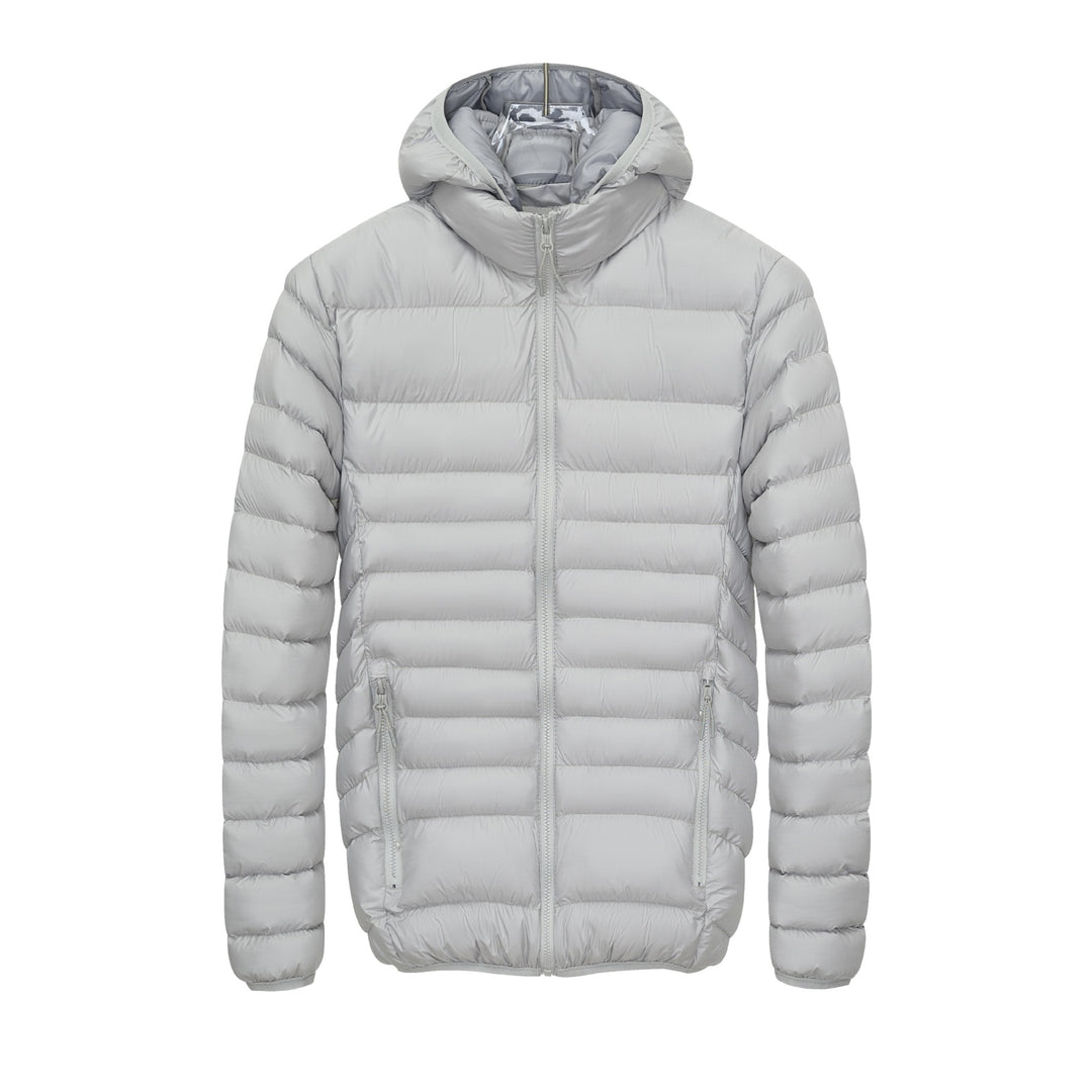Men's Lightweight Quilted Hooded Jacket with High Collar, Thermal Lining & Zipper Mune Fashion