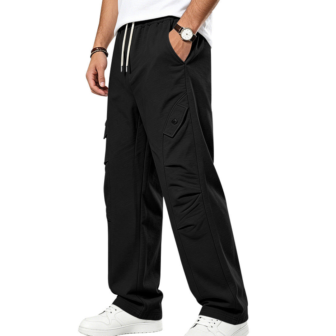 Men's Casual Cargo Joggers with Drawstring and Cut-Out Details Mune Fashion