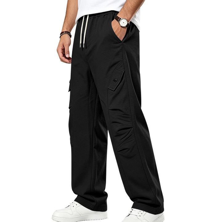 Men's Casual Cargo Joggers with Drawstring and Cut-Out Details Mune Fashion