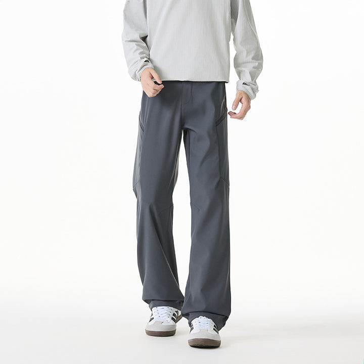 Men's Relaxed-Fit Utility Trekking Pants with Elastic Waistband, Segmented Knee Panels, and Drawstring Hem Mune Fashion