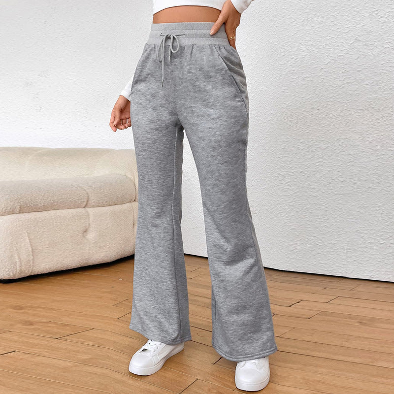 Women's flared jogging pants with high waistband and drawstring Mune Fashion