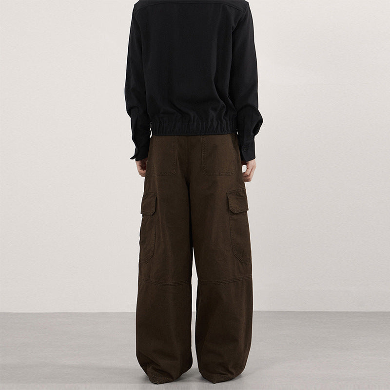 Men's Extra Wide Canvas Cargo Pants with High Waistline, Knee Inserts and Applied Flap Pockets Mune Fashion