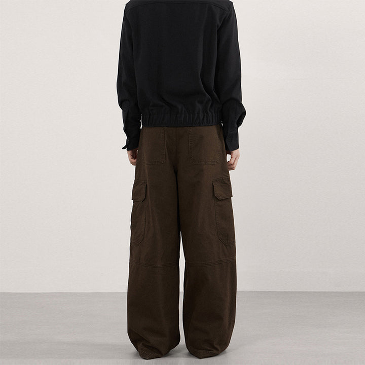 Men's Extra Wide Canvas Cargo Pants with High Waistline, Knee Inserts and Applied Flap Pockets Mune Fashion