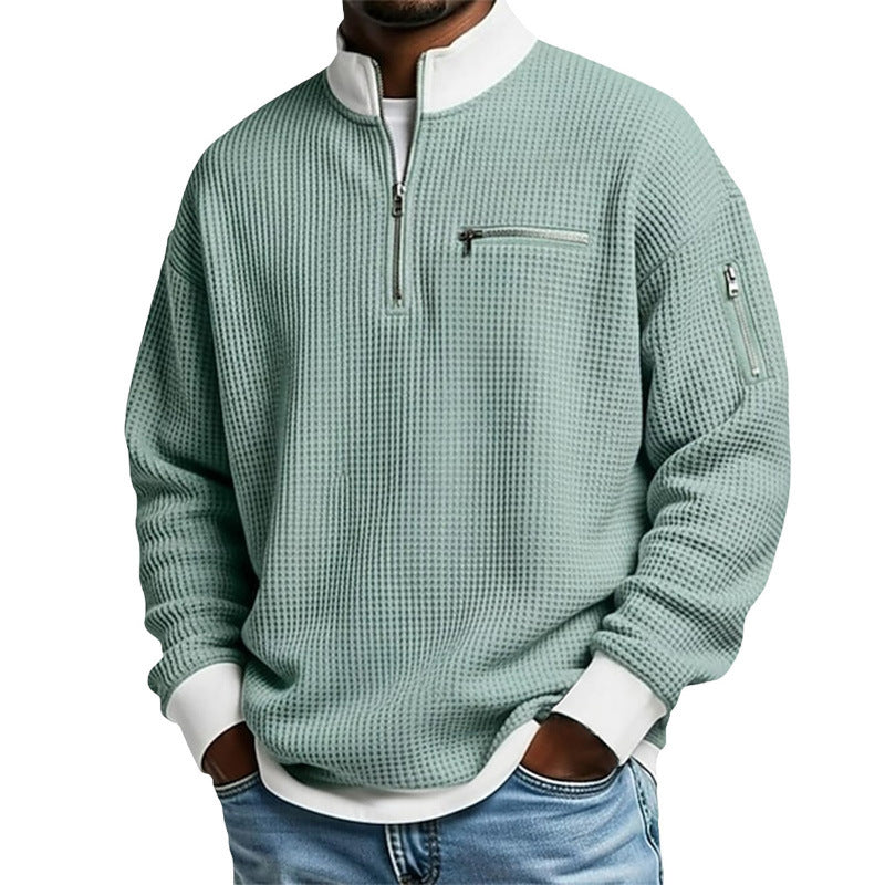 Men's sporty quarter-zip pullover with textured pattern Mune Fashion