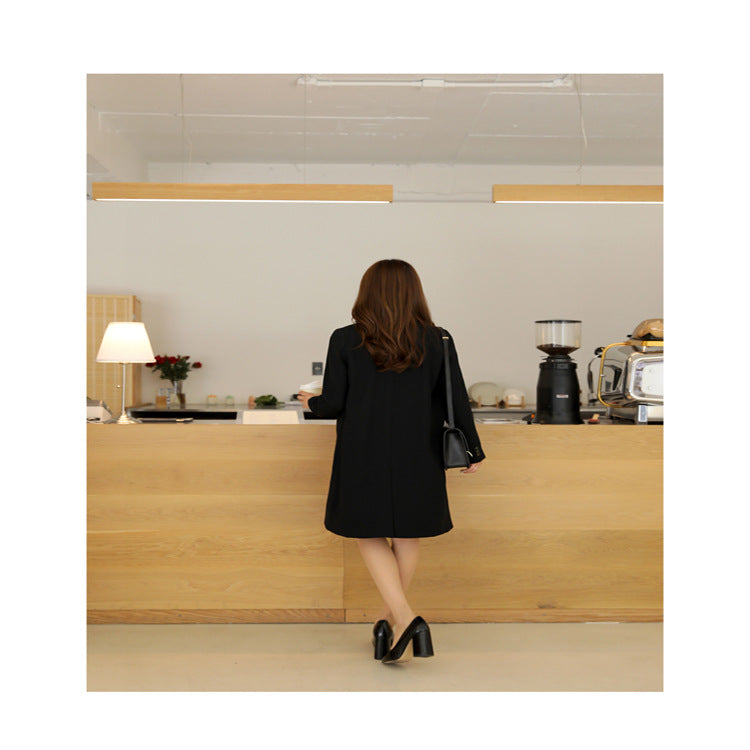 Women's Knee-Length Single-Breasted Wool Blend Long Coat in Minimalist Tailoring Mune Fashion