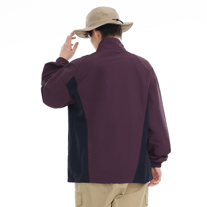 Men's lightweight nylon anorak with half-zip, drawstring hem, and raglan sleeves Mune Fashion