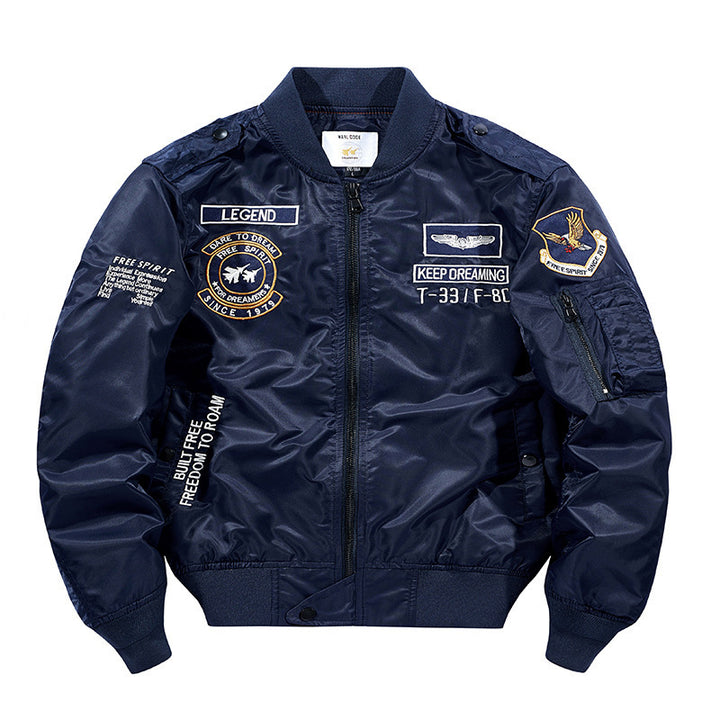 Men's bomber jacket pilot jacket with embroidered pilot appliqués and wind-resistant nylon Mune Fashion