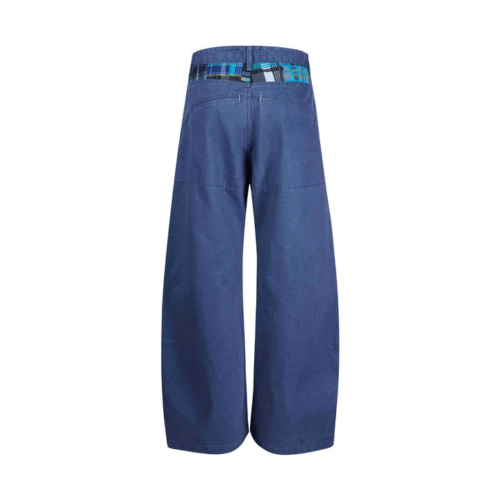 Women's wide ankle-length trousers with high waist made of cotton denim Mune Fashion