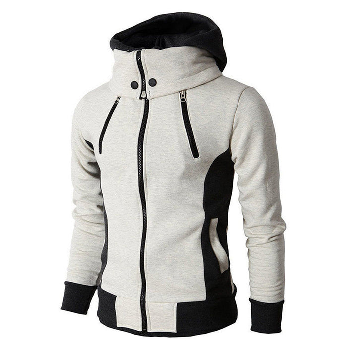 Men's tailored hooded jacket with high stand-up collar, double zipper and contrasting side inserts Mune Fashion
