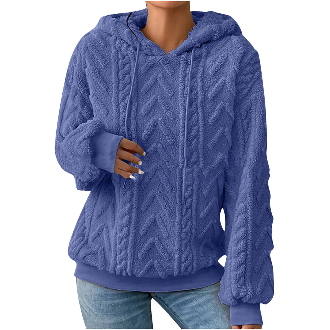 Women's hooded sweater with cable pattern, side pockets and ribbed cuffs Mune Fashion