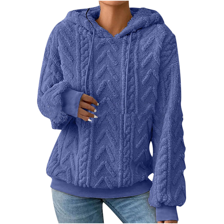 Women's hooded sweater with cable pattern, side pockets and ribbed cuffs Mune Fashion