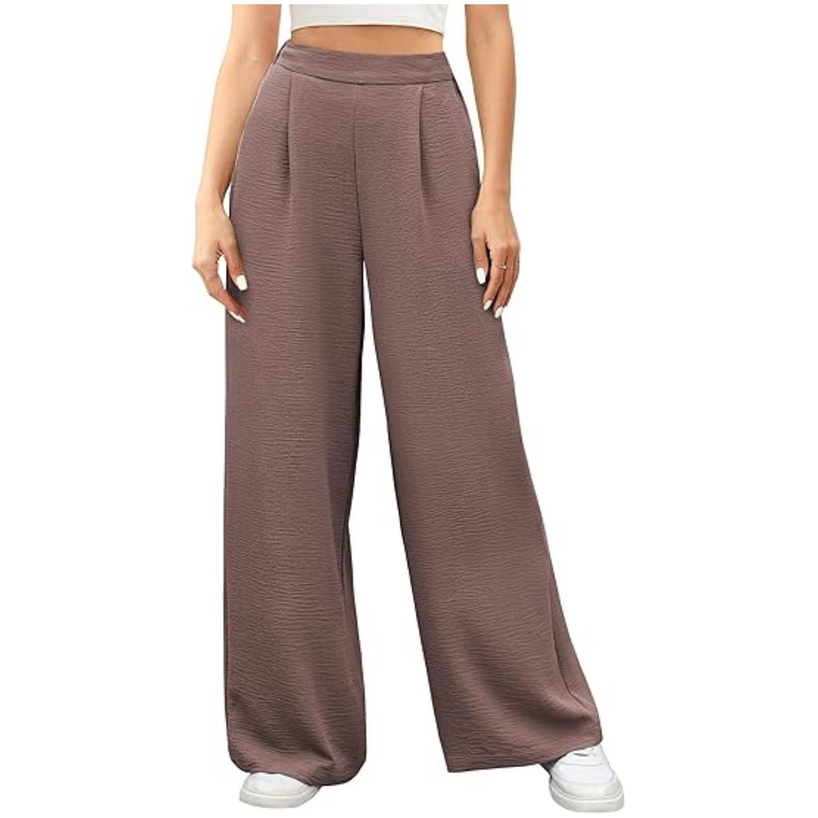 Women's wide High-Waist Palazzo pants with textured fabric Mune Fashion