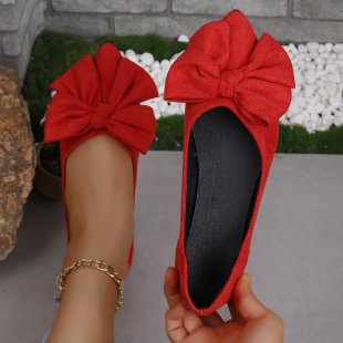 Ladies' pointed ballerina slippers with decorative bow and padded comfort insole Mune Fashion