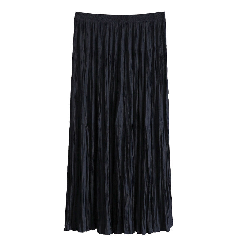 Ladies Elegant Pleated Skirt with High Waist and Flowing Fabric Mune Fashion