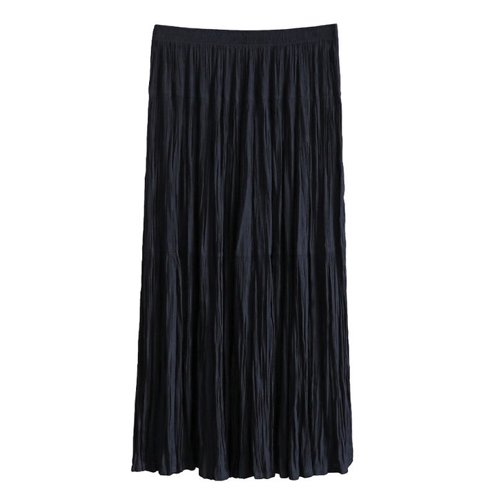 Ladies Elegant Pleated Skirt with High Waist and Flowing Fabric Mune Fashion