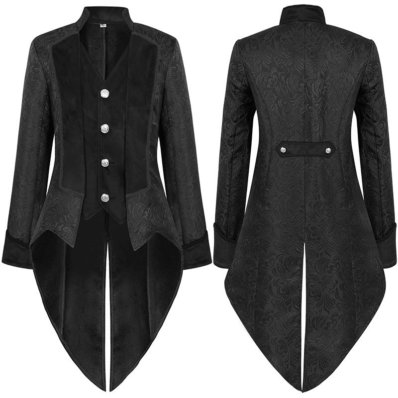 Men's embroidered tailcoat with swallowtail, embroidered lapel and ornamental cuff trim Mune Fashion