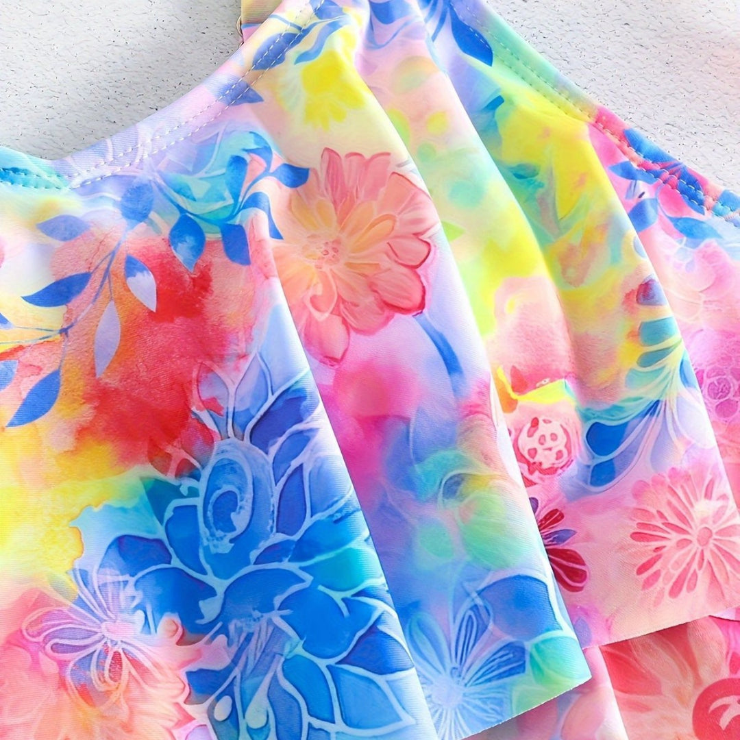 Women's leisure swim top with light ruffle design and shorts Mune Fashion