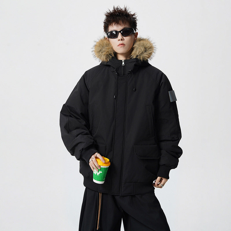 Men's Padded Oversized Parka with Faux Fur Hood and Utility Pockets Mune Fashion