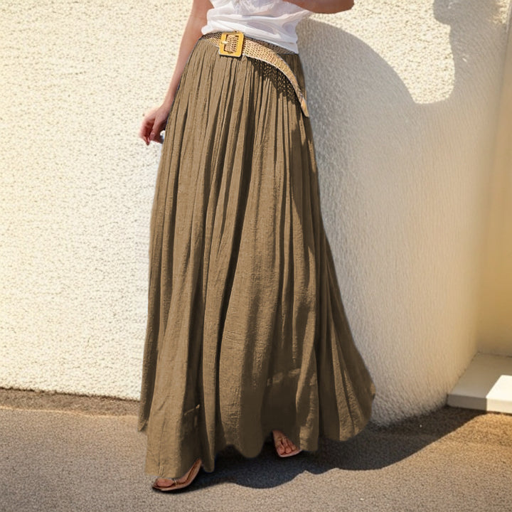 Ladies' airy pleated maxi skirt with elastic waistband and flowing summer fall Mune Fashion