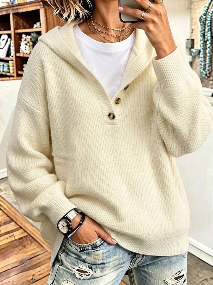 Women Comfortable Knit Sweater with Hood Mune Fashion