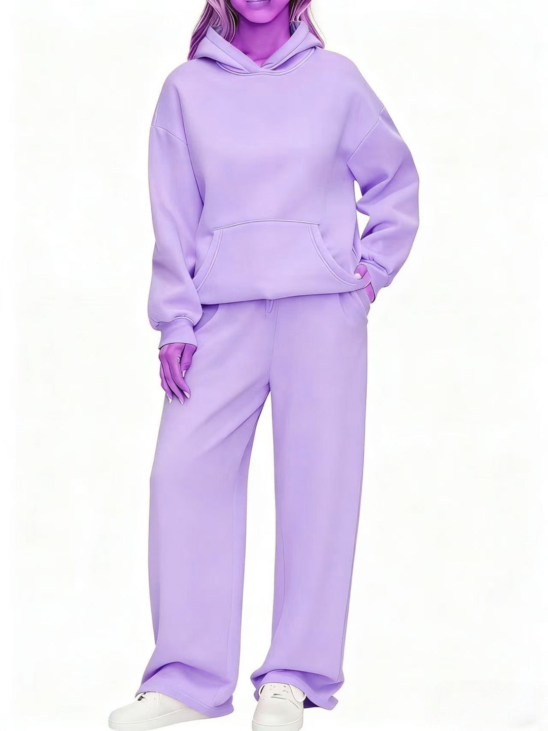 Women's Cozy Loungewear Set with oversized hoodie, kangaroo pocket and wide palazzo jogging pants Mune Fashion