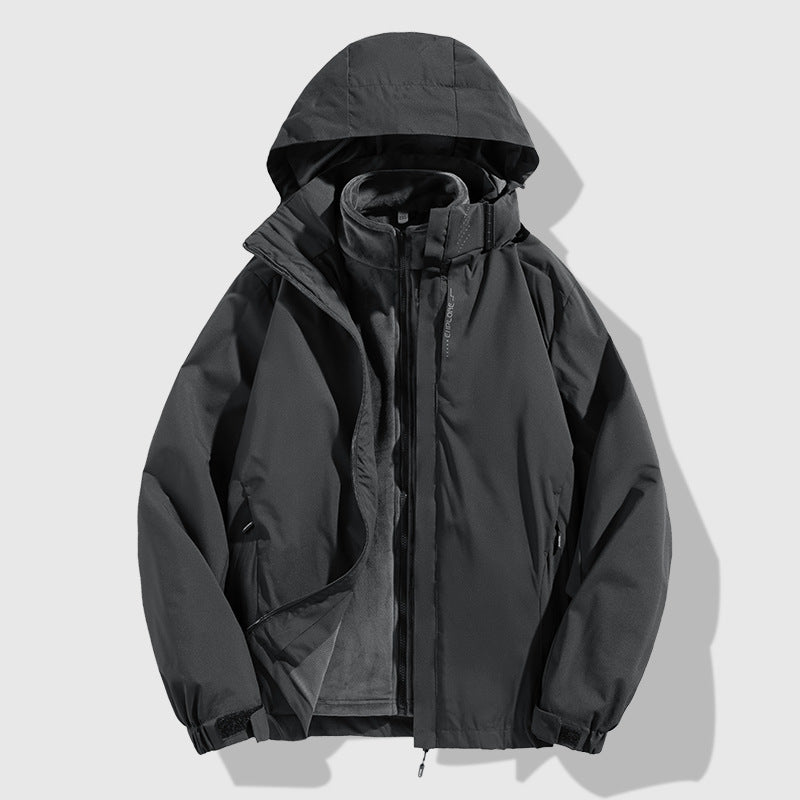Men's two-piece winter jacket with removable fleece inner jacket waterproof windproof Mune Fashion