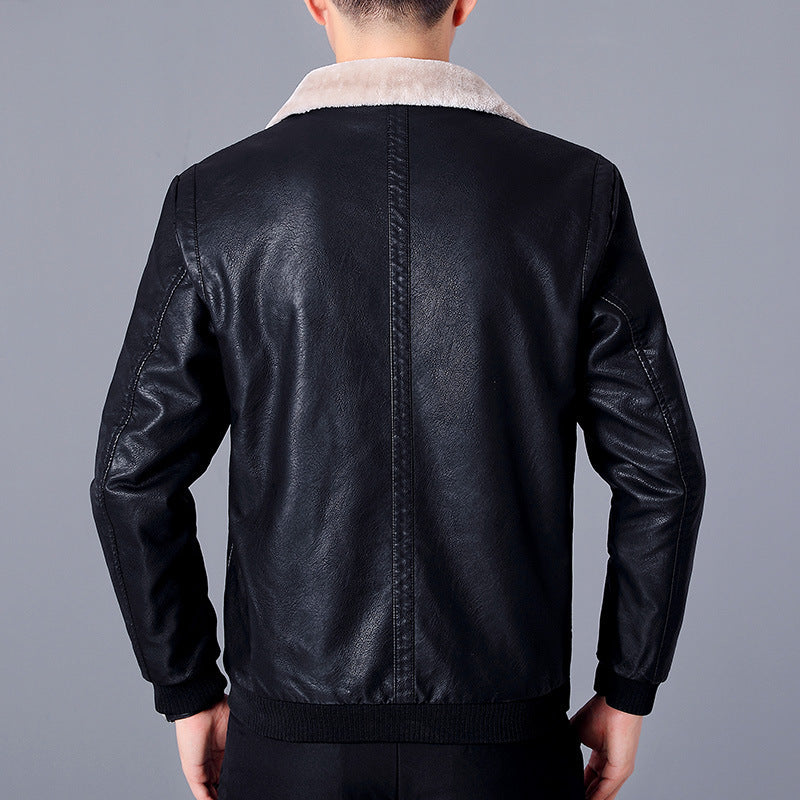 Men's padded faux leather bomber jacket with Sherpa collar and warming teddy lining Mune Fashion