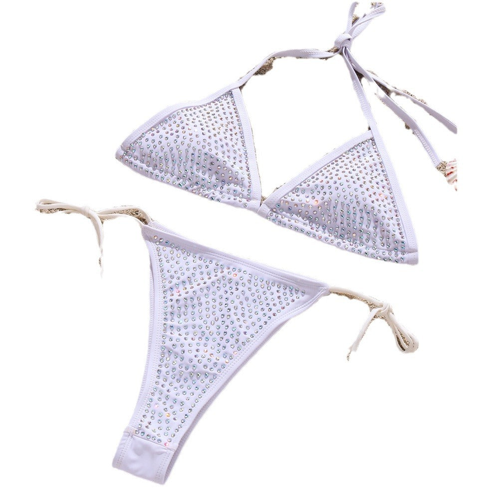 Ladies Glitter Triangle Bikini with Rhinestone Details Mune Fashion