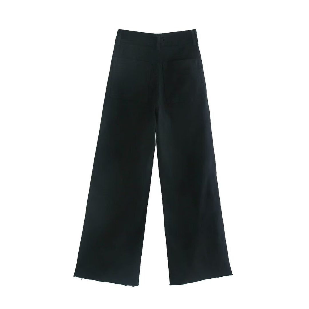 Women's loose high-waist worker pants with patch back pockets Mune Fashion