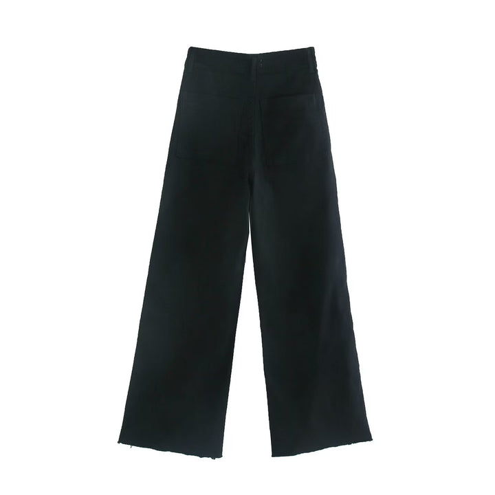 Women's loose high-waist worker pants with patch back pockets Mune Fashion