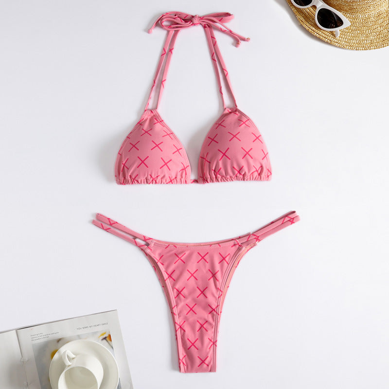 Women Minimalist Triangle Bikini with Cross Design Mune Fashion