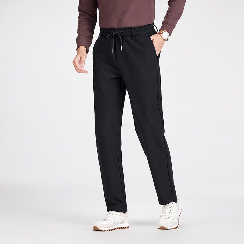 Men's Casual Jogging Pants with Straight Cut, Elastic Waistband, and Turned-Up Hem Mune Fashion