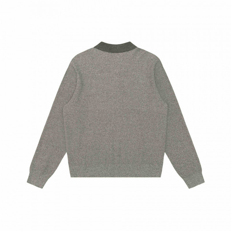 Unisex fine knit polo sweater with Henley button placket and ribbed cuffs Mune Fashion