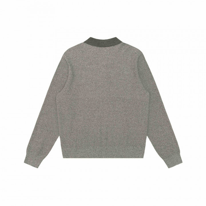 Unisex fine knit polo sweater with Henley button placket and ribbed cuffs Mune Fashion
