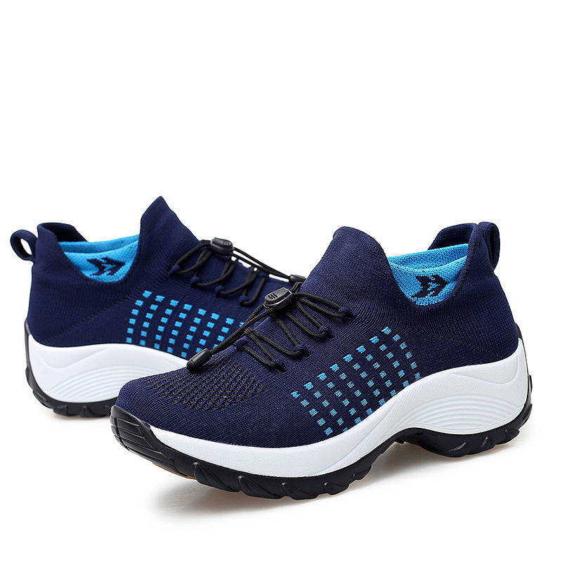 Women's knitted sock sneaker with elastic shaft, quick pull and cushioning platform sole Mune Fashion