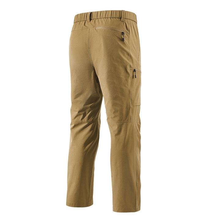 Men's Multifunctional Cargo Travel Pants with Elastic Waistband, Zipper Pockets and Knee Reinforcement Mune Fashion