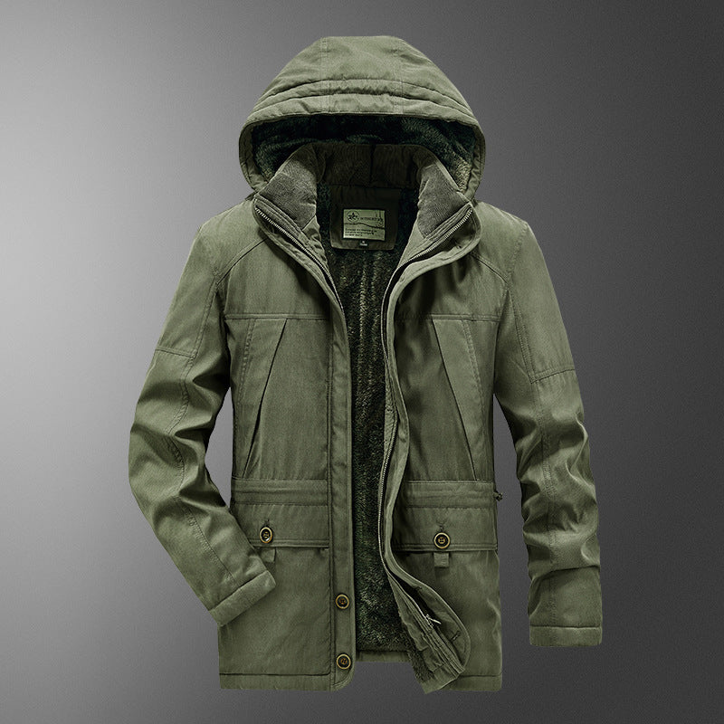 Men's insulated hooded parka with thermo teddy lining, windproof cotton blend outer shell, and multiple pockets Mune Fashion