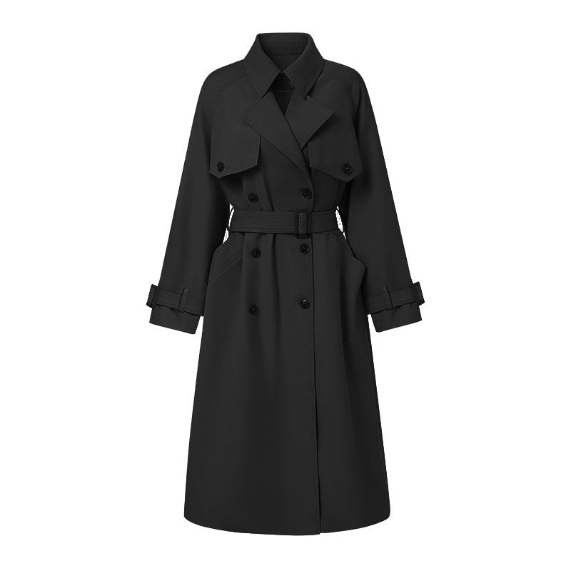 Women's Oversized Trench Coat with Double Breasted, Waist Belt and Epaulettes Mune Fashion