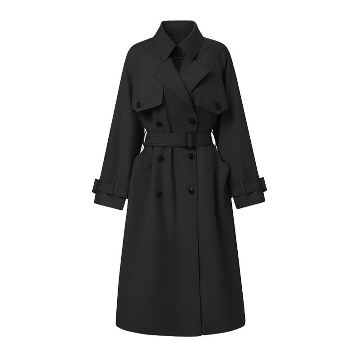Women's Oversized Trench Coat with Double Breasted, Waist Belt and Epaulettes Mune Fashion