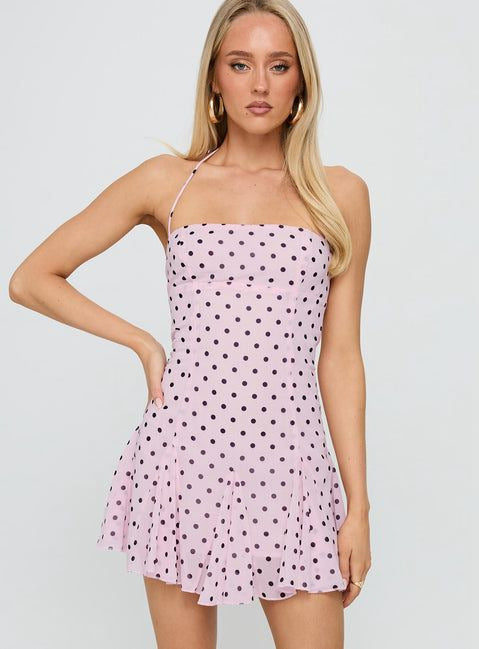 Women's strapless halter mini dress with fitted corset and flared ruffle skirt Mune Fashion