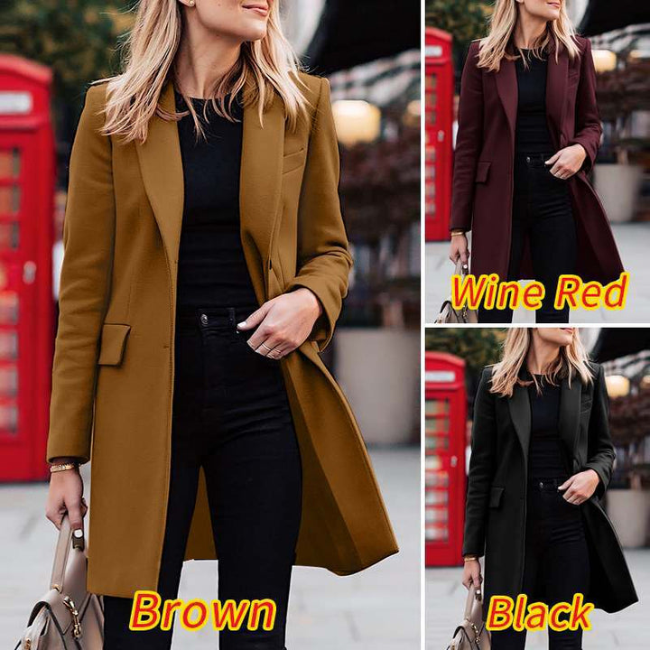 Women's tailored wool blend coat with a slim fit, lapel collar and concealed button placket Mune Fashion