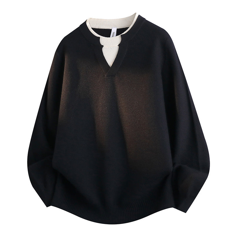 Women's Stylish Chunky Knit Sweater with V-Neck Mune Fashion