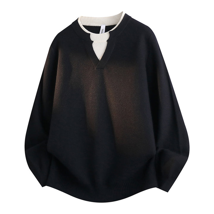 Women's Stylish Chunky Knit Sweater with V-Neck Mune Fashion