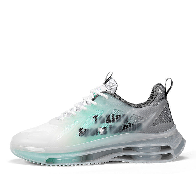 Unisex futuristic air-cushioned sneakers with transparent TPU upper material and visible hollow core platform sole Mune Fashion