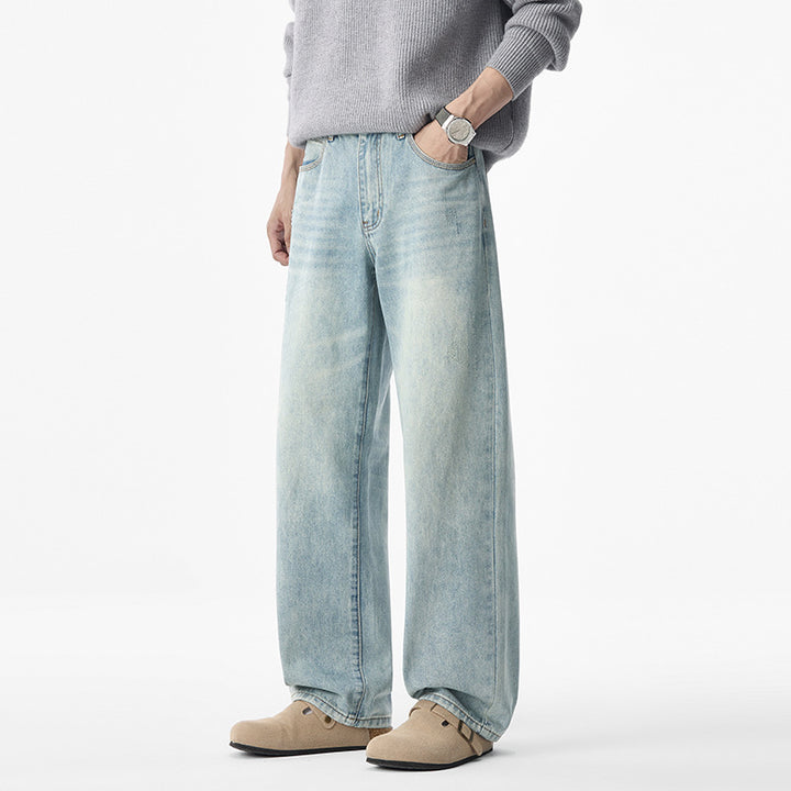 Men's casual loose jeans with a low crotch and vintage wash Mune Fashion